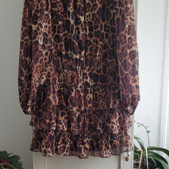 Express Animal Print Dress with Ruffles - Picture 4 of 8